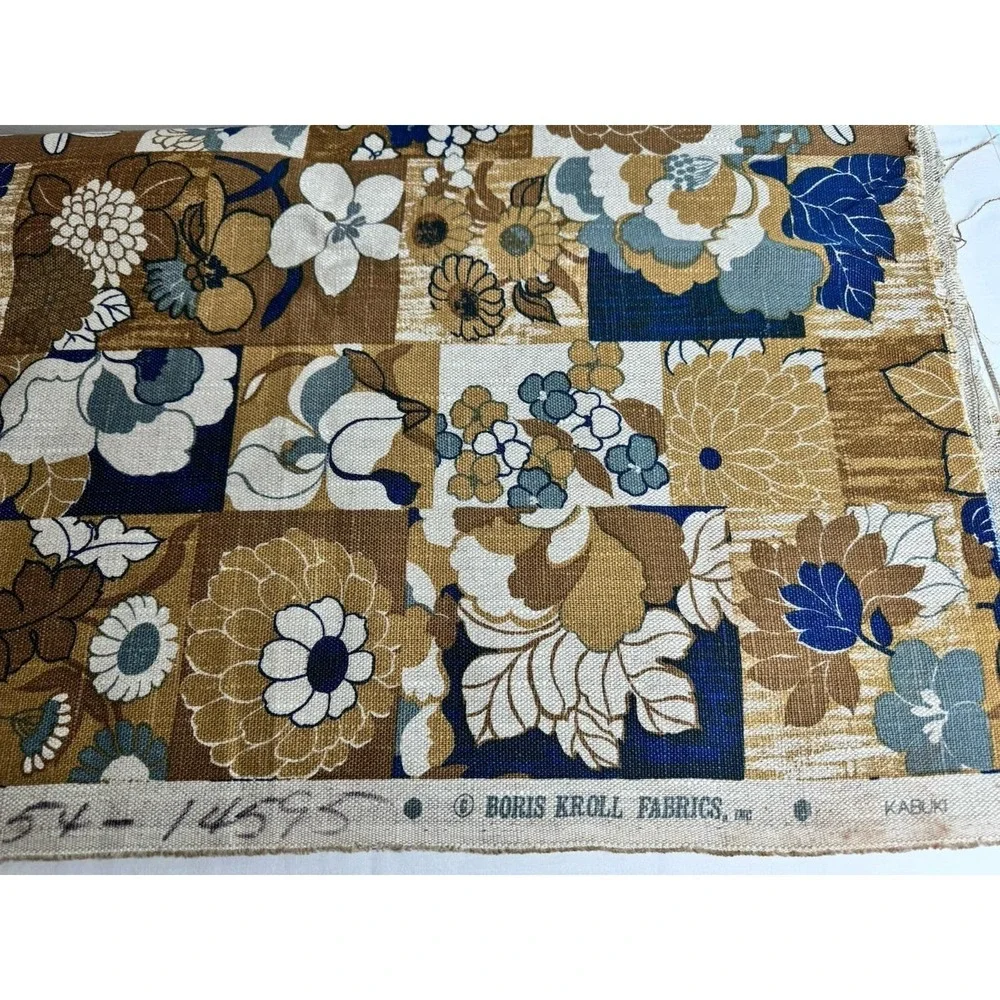 Vintage Boris Kroll Fabrics Kabuki MCM 3 3/4 Yards Continuous Fabric